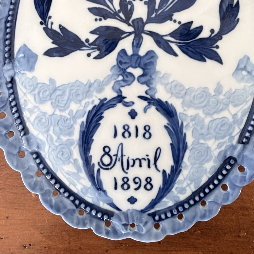 Antique Royal Copenhagen 1898 Plaque Christian IX Crown Mark 3 Blue Line Denmark - Picture 5 of 6